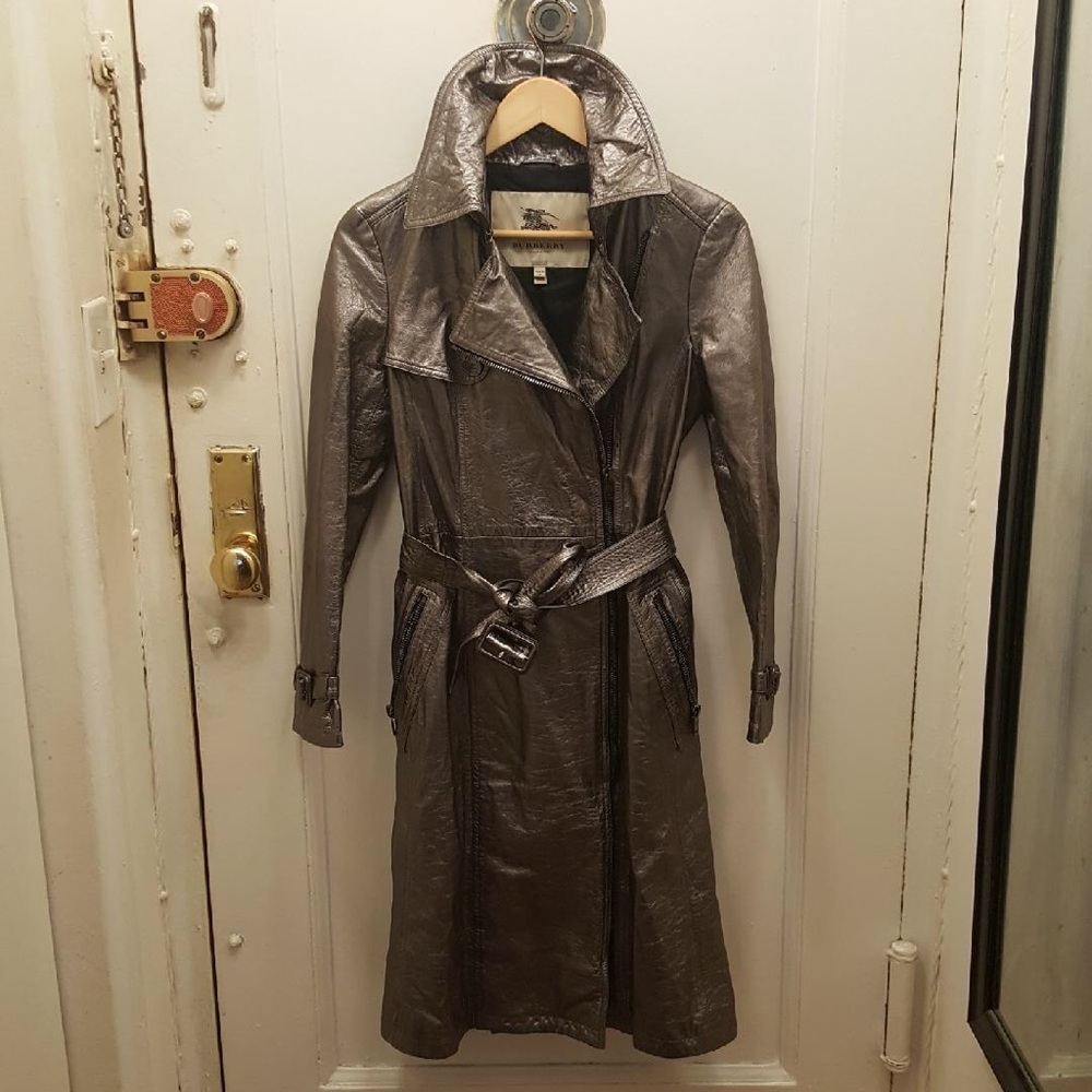 Burberry Gray  leather trench coat